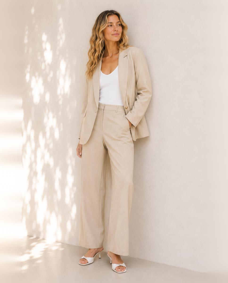 Vila - Pantalón de mujer de vestir recto con viscosa.
