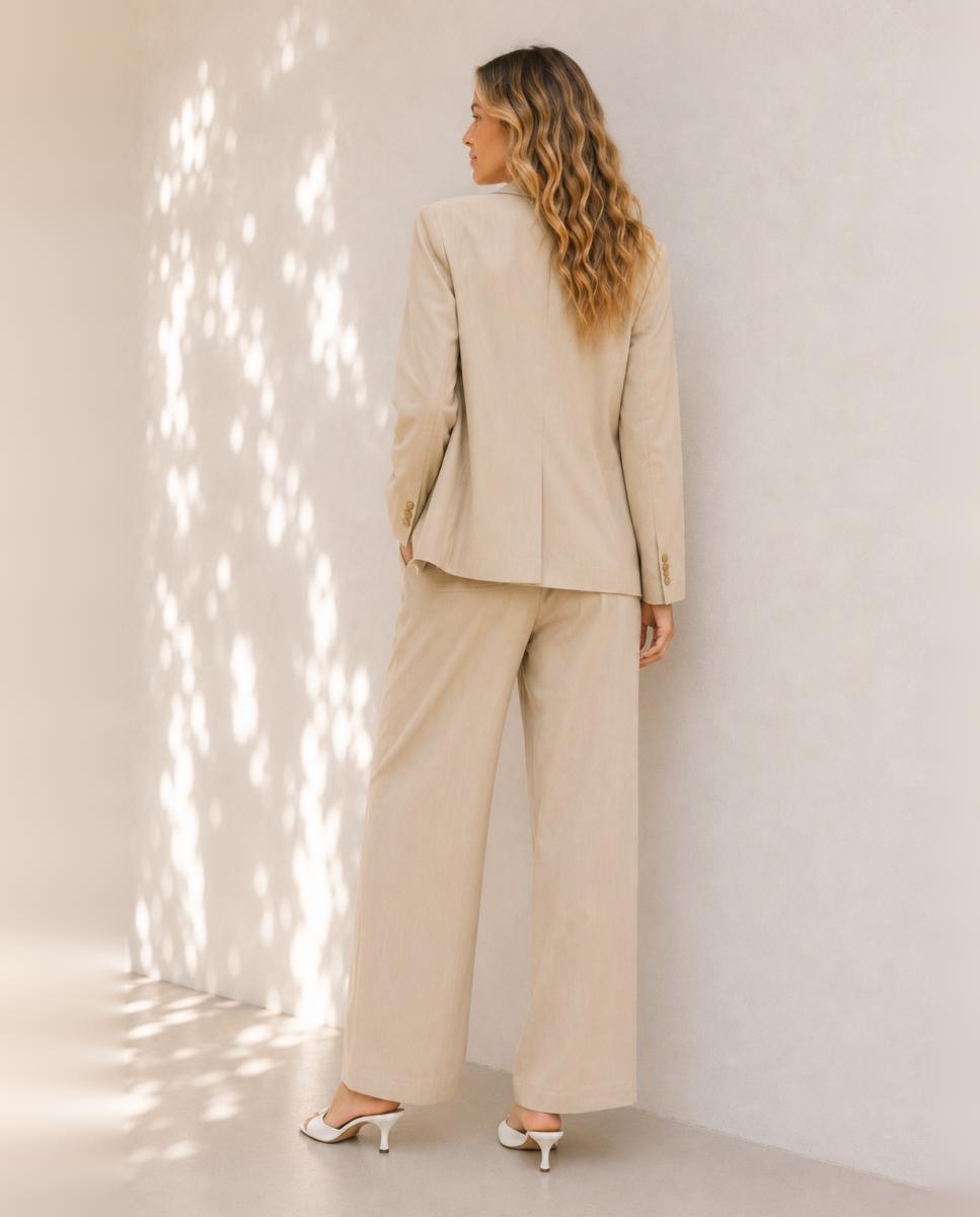 Calças Formais Regular com Viscose Taupe-2