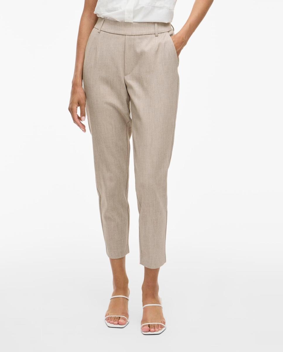 Calças slim fit de mulher Bege-2