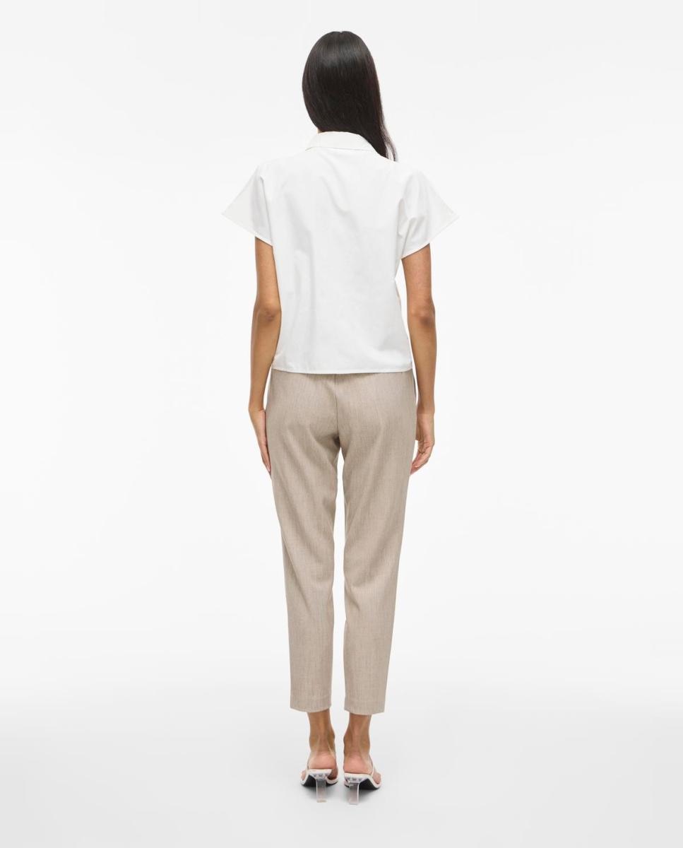 Calças slim fit de mulher Bege-3