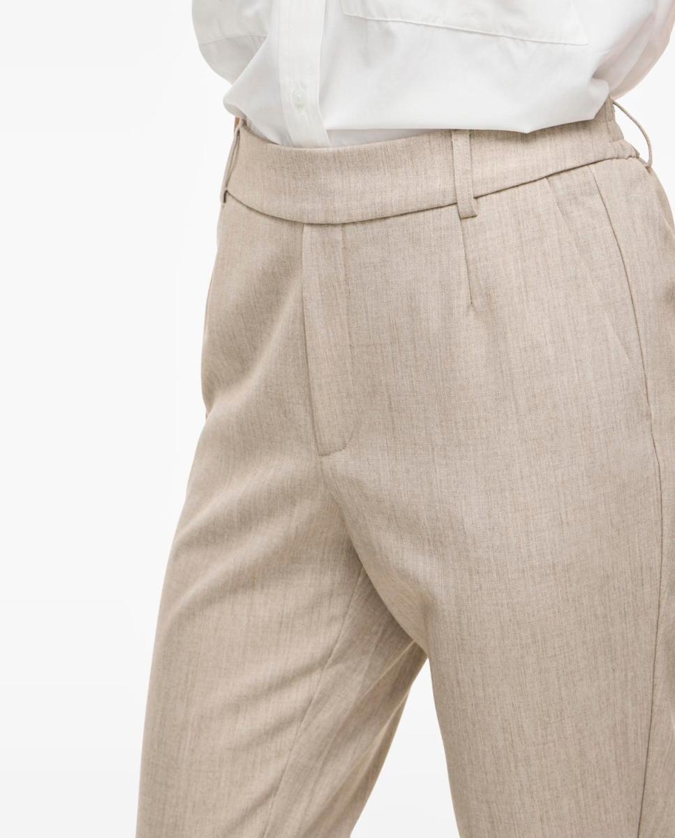 Calças slim fit de mulher Bege-4