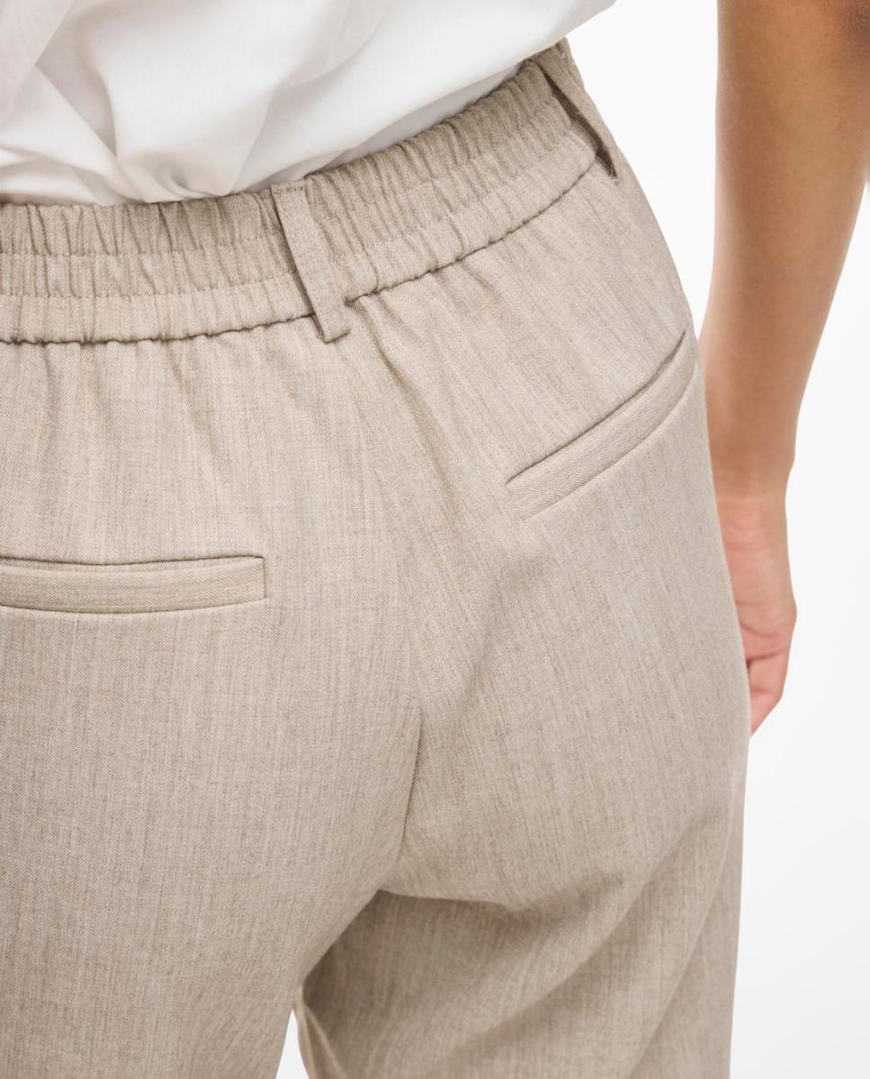 Calças slim fit de mulher Bege-5
