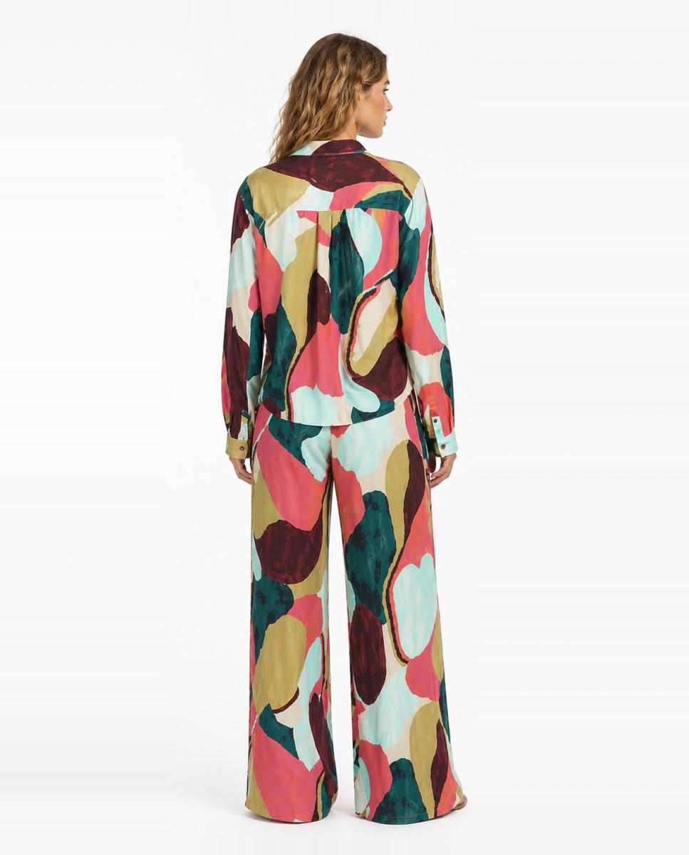 Calças Estampadas de Viscose Multicolor-3