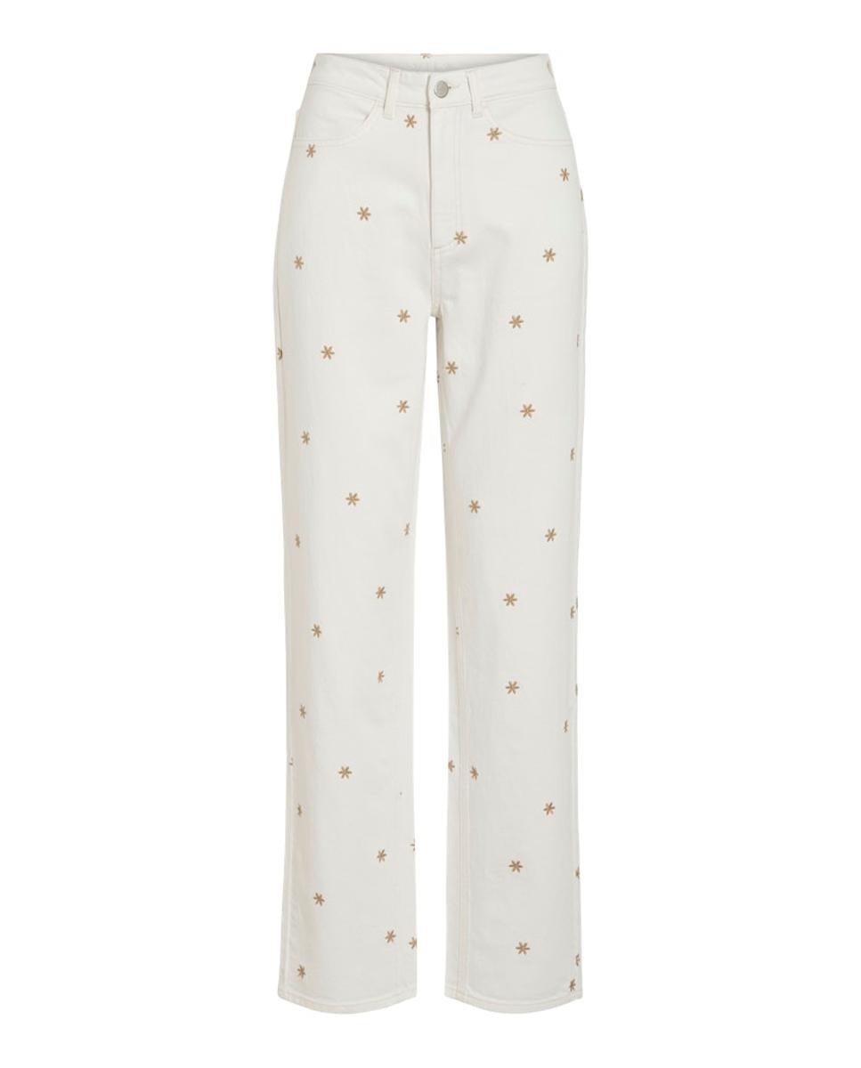 Jeans com Bordados Florais Vermelho-6