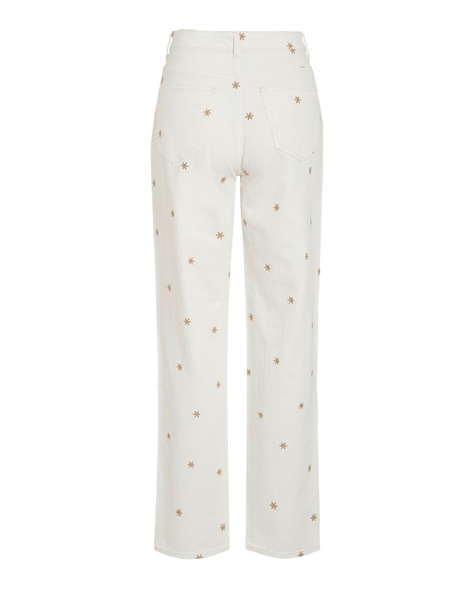 Jeans com Bordados Florais Vermelho-7
