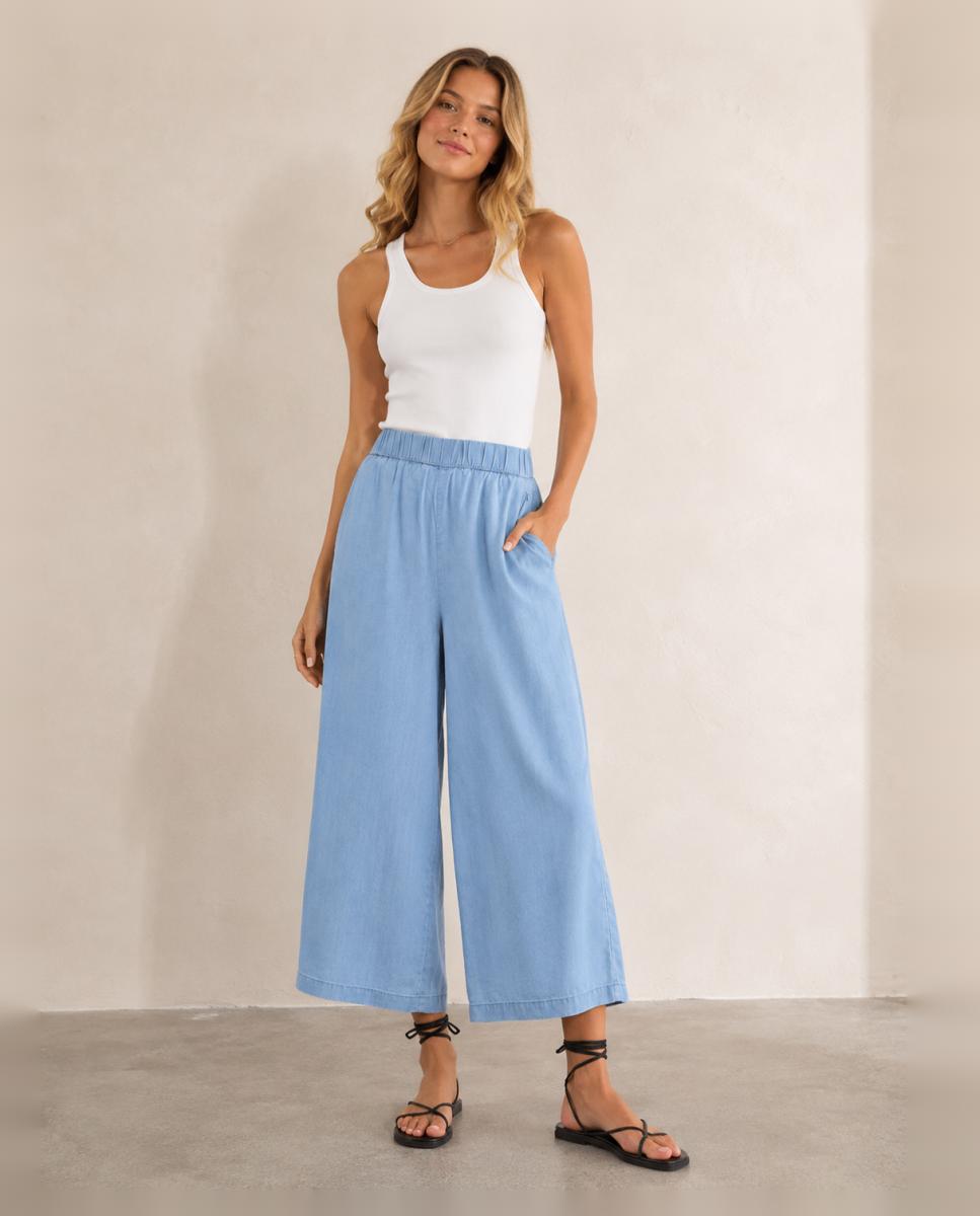 Vila - Pantalón de mujer wide leg de tiro alto.