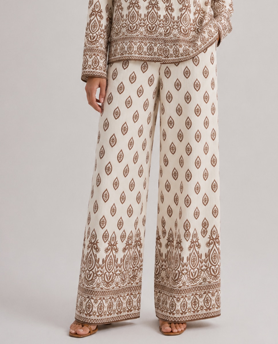 Vila - Pantalón largo de mujer estampado con viscosa.