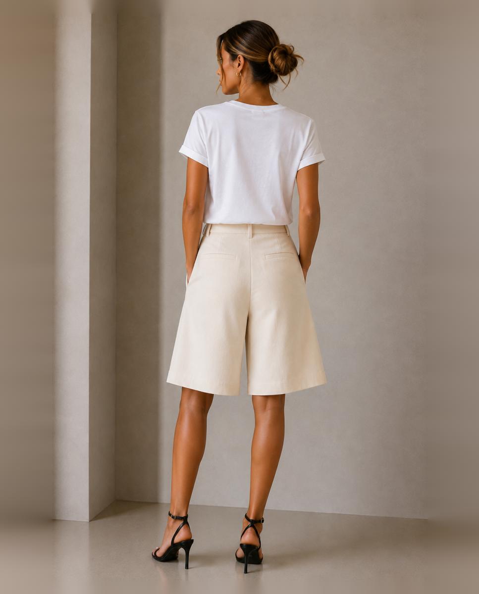 Bermuda ancha de mujer - Vila - Beige Beige-2