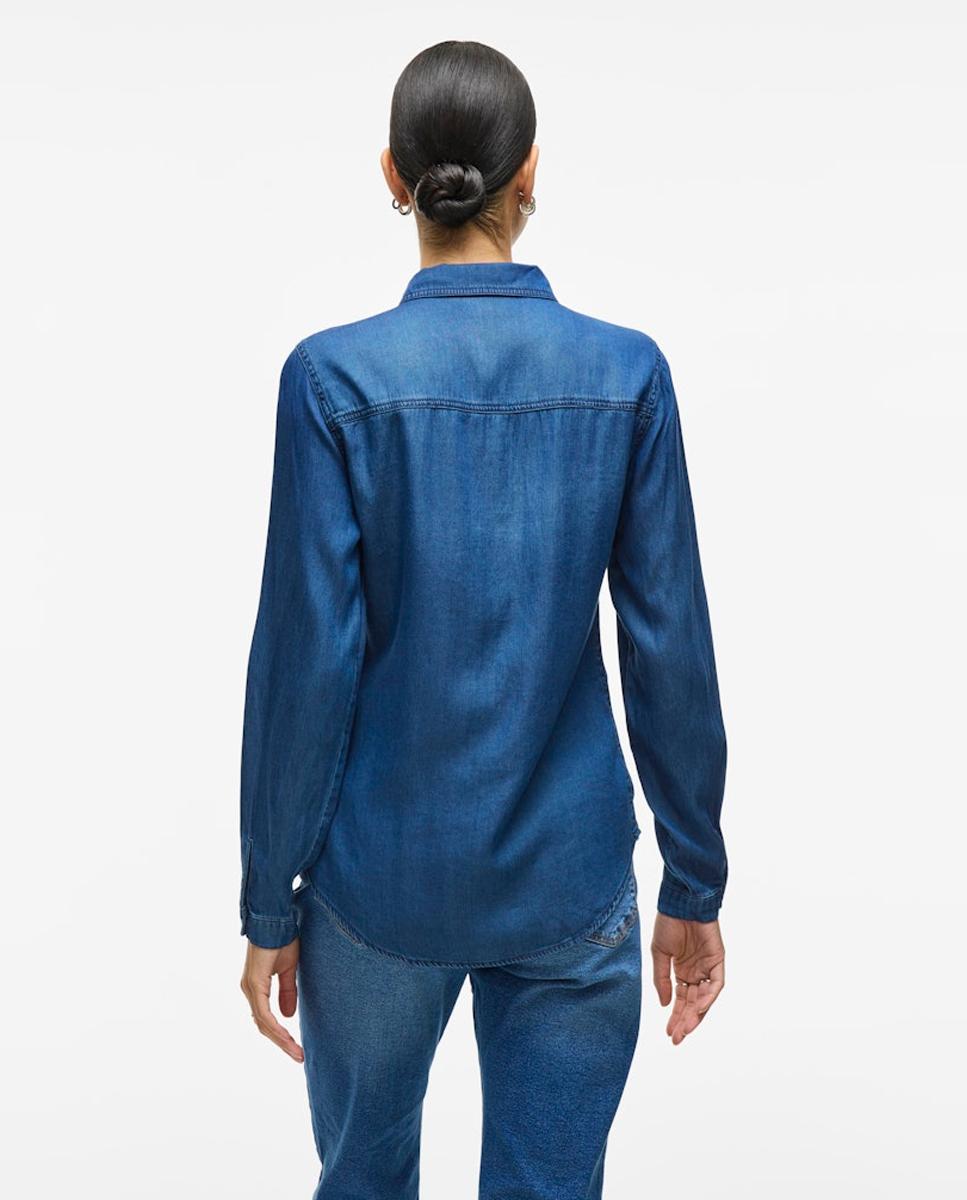 Camisa de mujer vaquera - Vila - Azul marino Azul marino-5