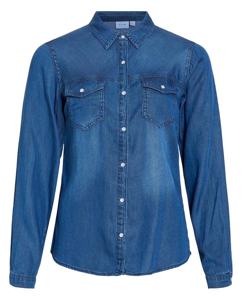 Camisa de mujer vaquera - Vila - Azul marino Azul marino-6