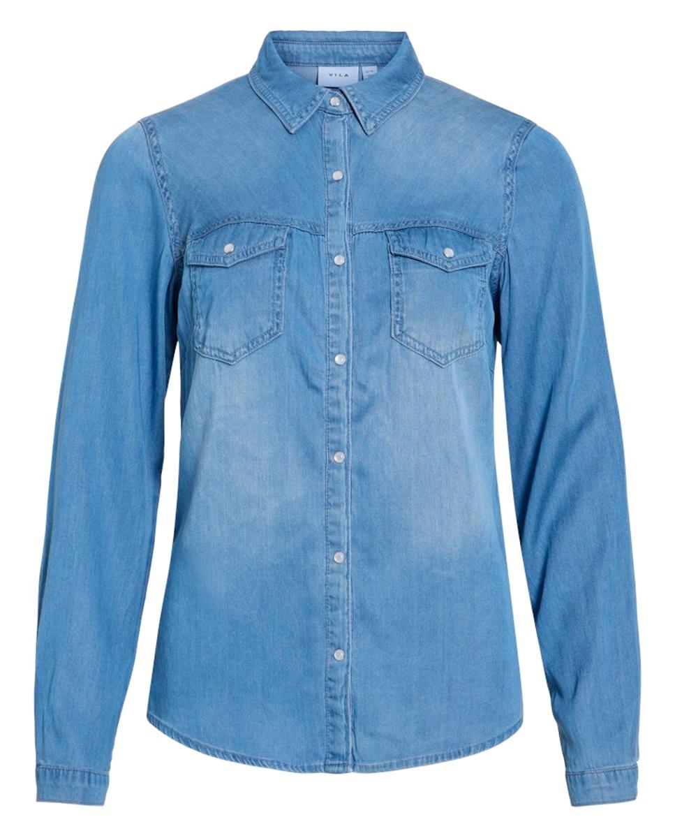 Camisa de ganga Azul-7