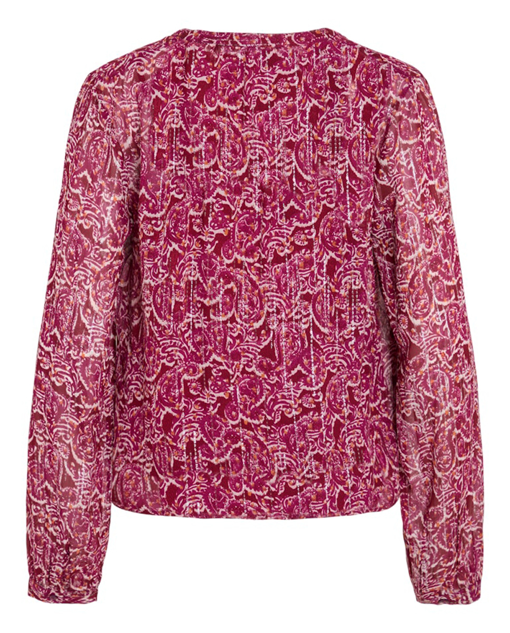 Blusa de mujer de manga larga estampada con lúrex - Vila - Granate Granate-6