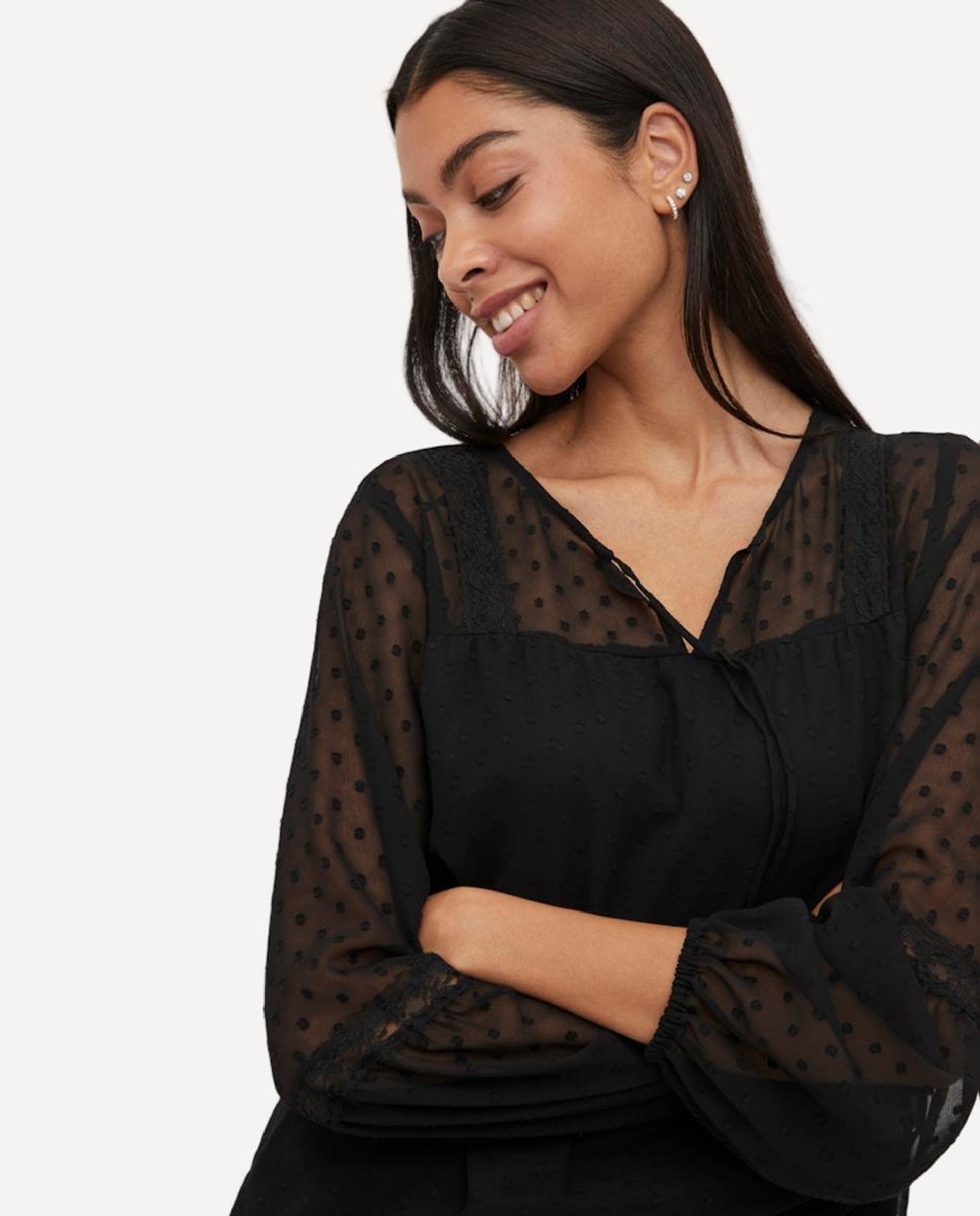 Blusa de mujer con plumeti - Vila - Negro Negro-3