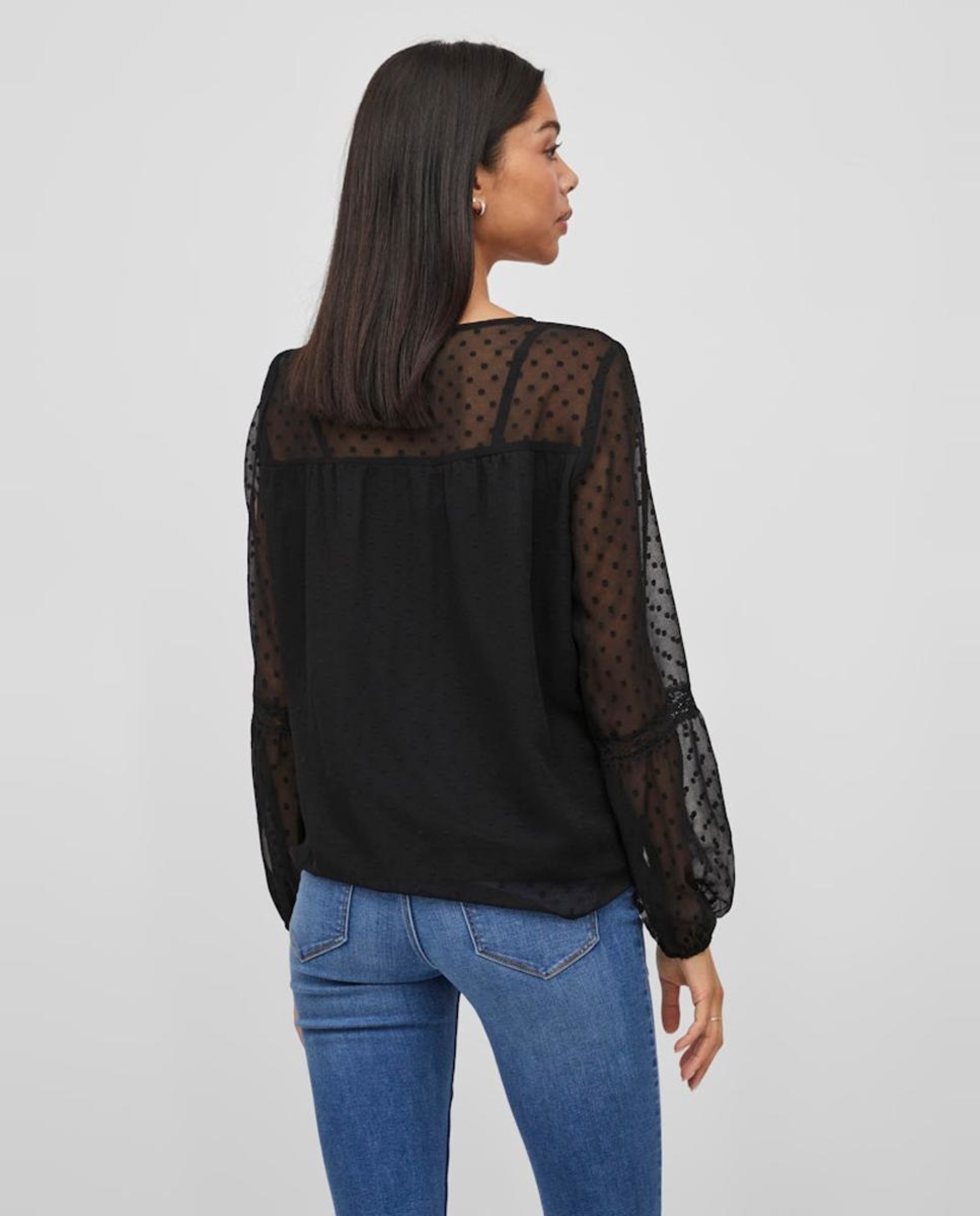 Blusa de mujer con plumeti - Vila - Negro Negro-5