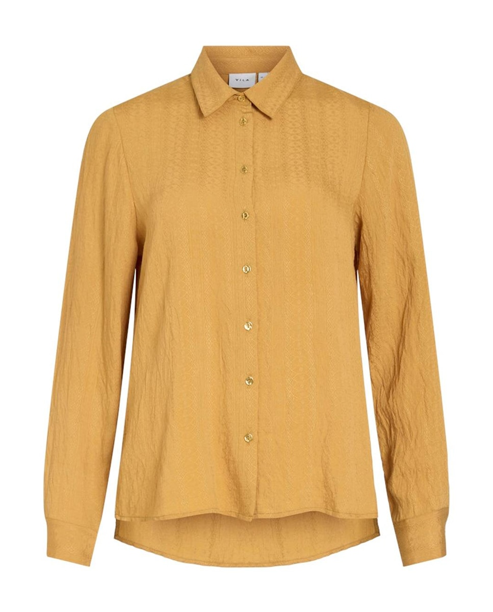 Camisa de Manga Comprida Fluida Castanho-claro-3