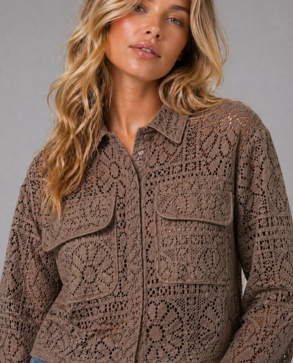 Vila - Camisa de mujer de encaje.