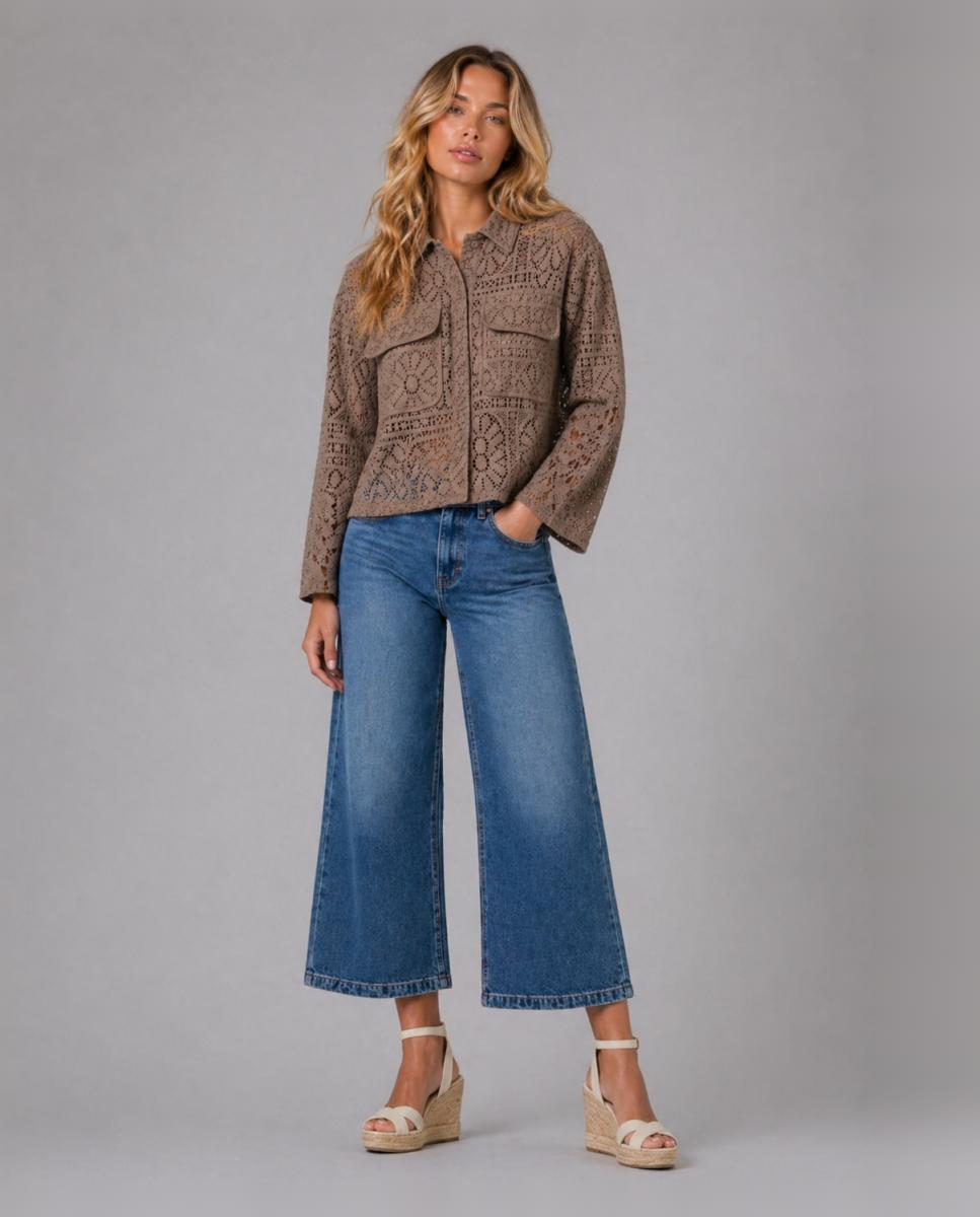 Camisa de Renda Taupe-5