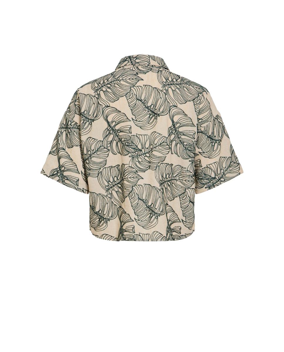 Camisa de mulher com manga curta Bege-5