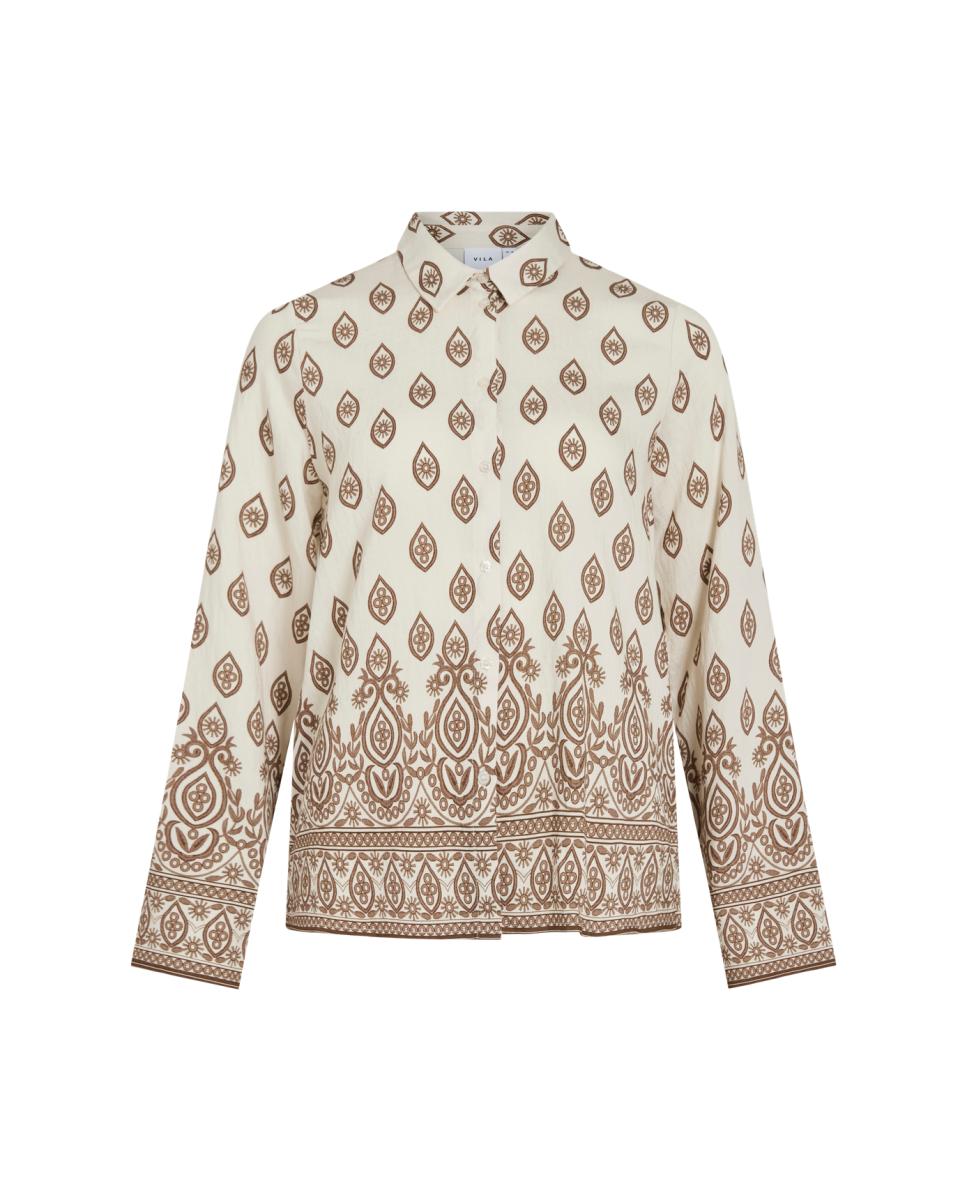 Blusa Estampada com Viscose Castanho-3