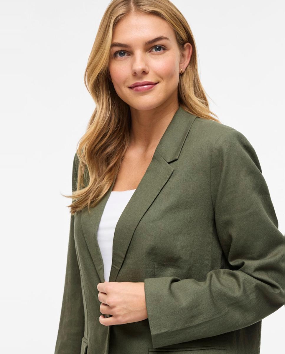 Blazer de Linho e Viscose Verde-militar-2