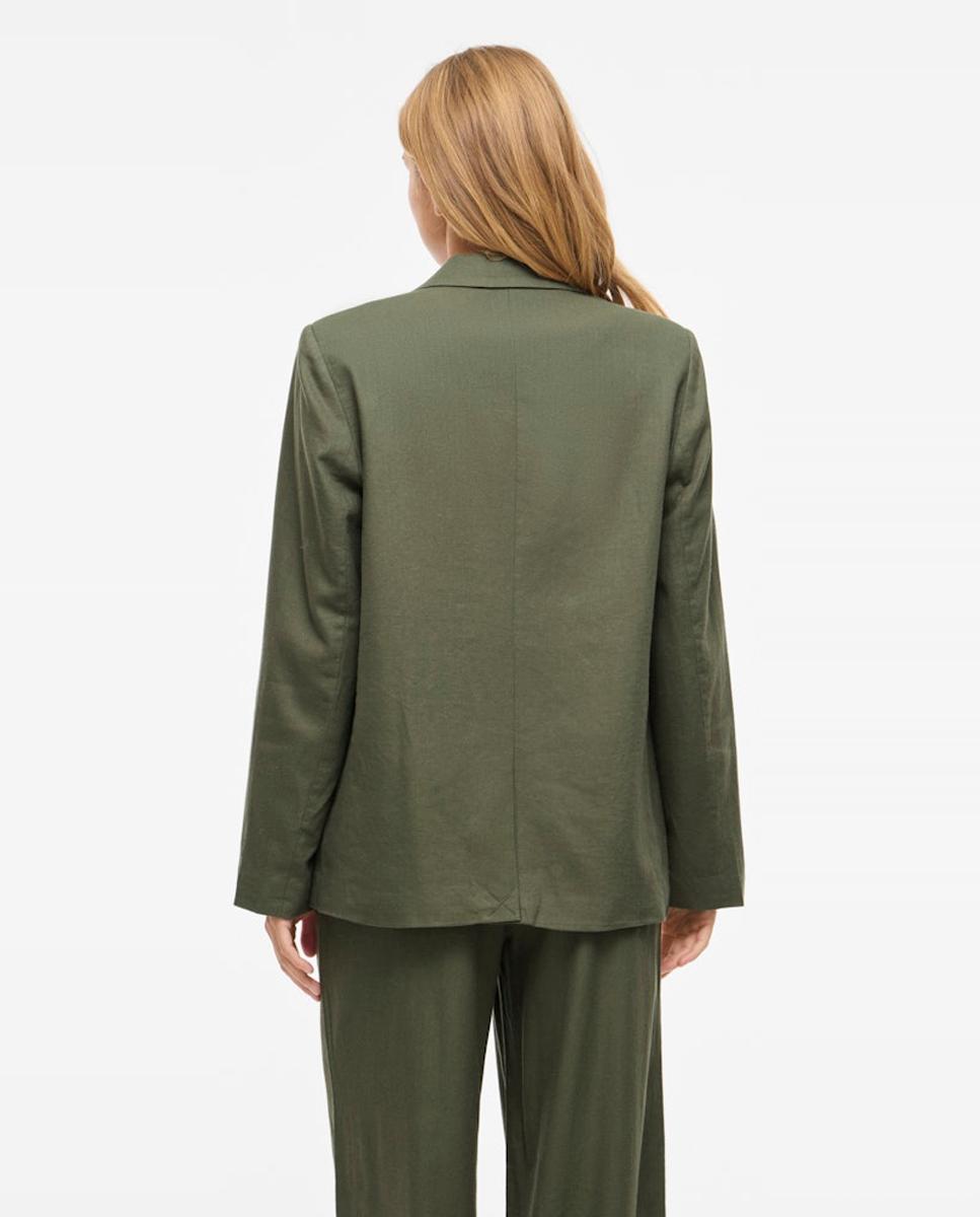 Blazer de Linho e Viscose Verde-militar-4