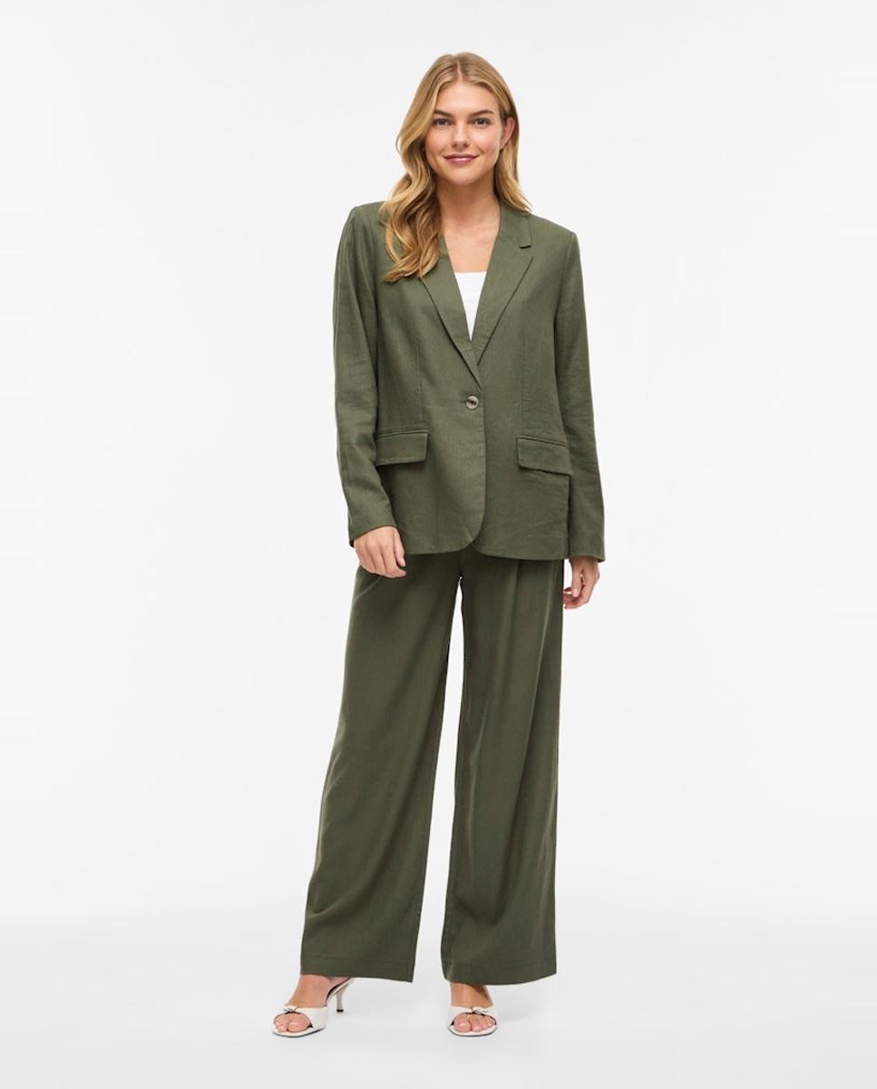 Blazer de Linho e Viscose Verde-militar-7