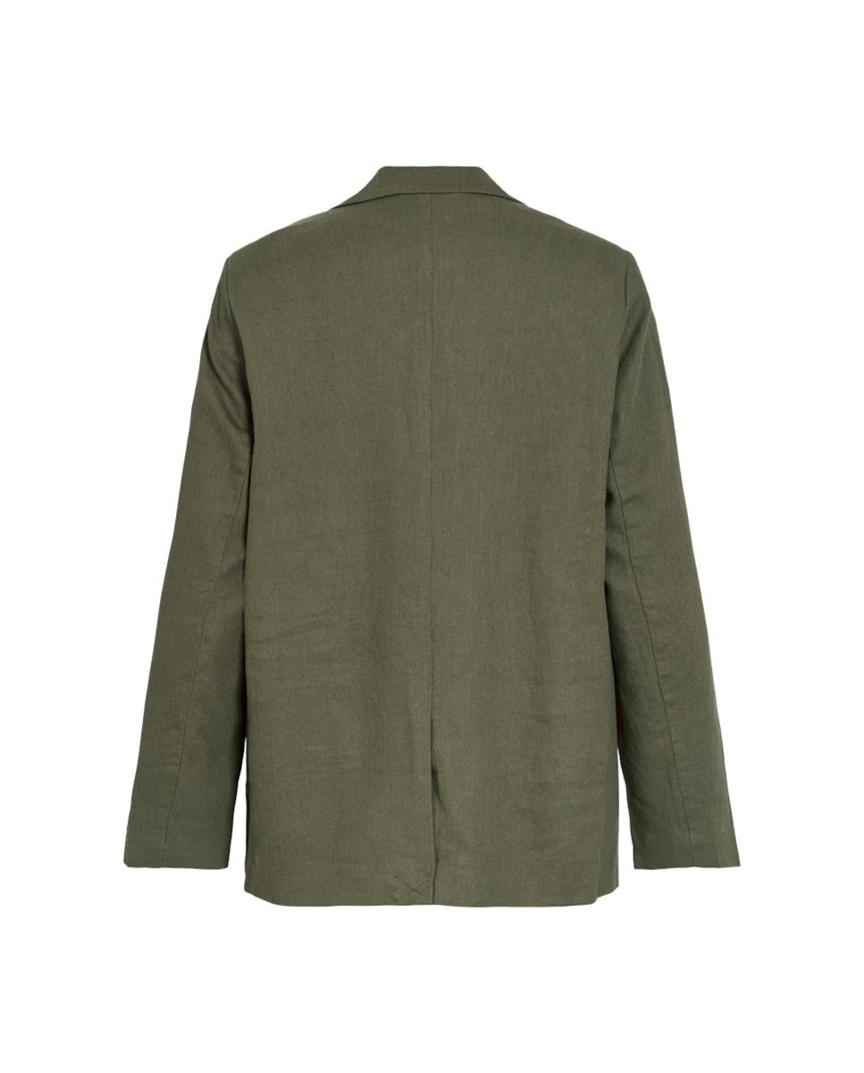 Blazer de Linho e Viscose Verde-militar-6