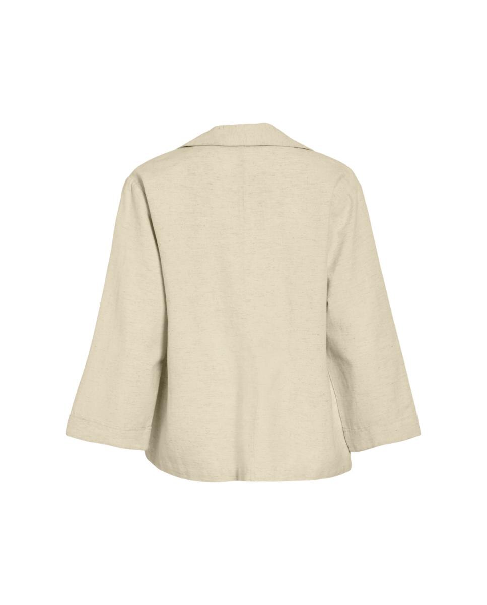 Casaco Tipo Blazer de Linho Bege-2