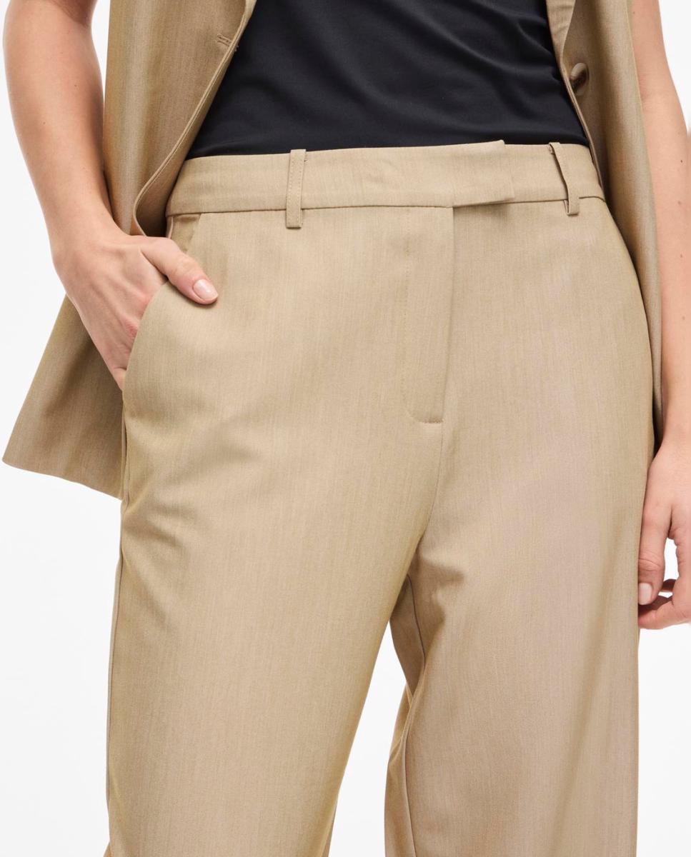 Calças Formais com Viscose Bege-3