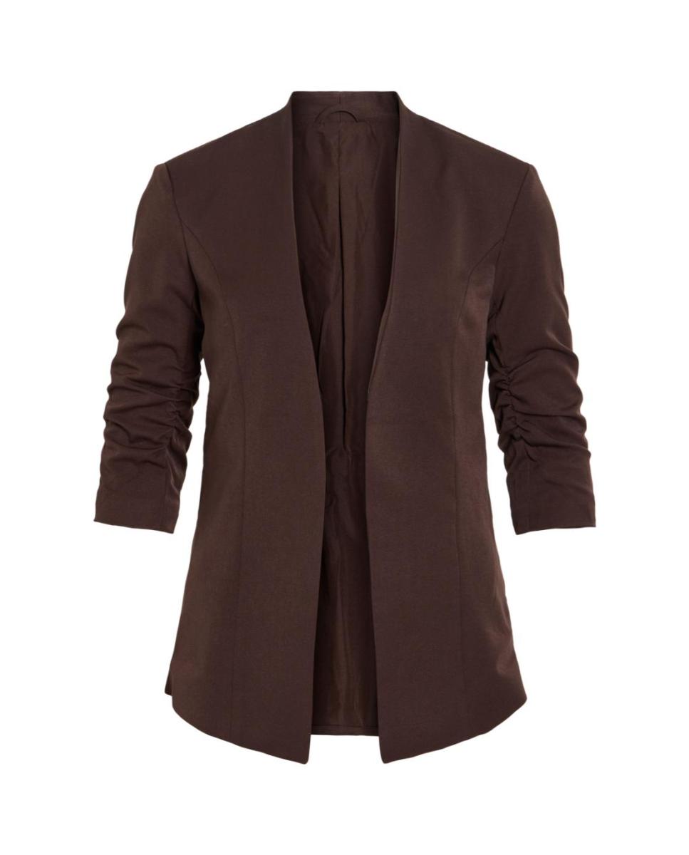 Imagen 2 de Blazer de mujer cuello mao y manga 3/4 - Vila - Marrón oscuro Marrón oscuro