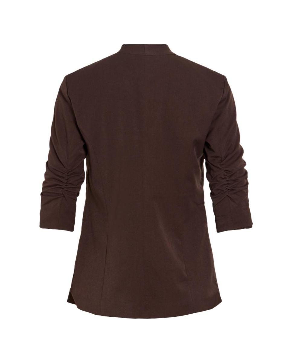 Imagen 3 de Blazer de mujer cuello mao y manga 3/4 - Vila - Marrón oscuro Marrón oscuro