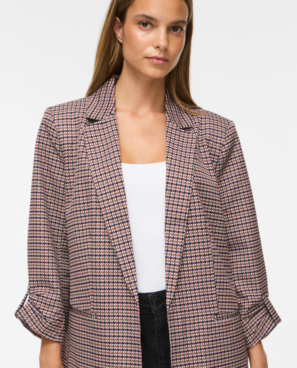 Blazer de Manga 3/4 com Aba Clássica Castanho-3