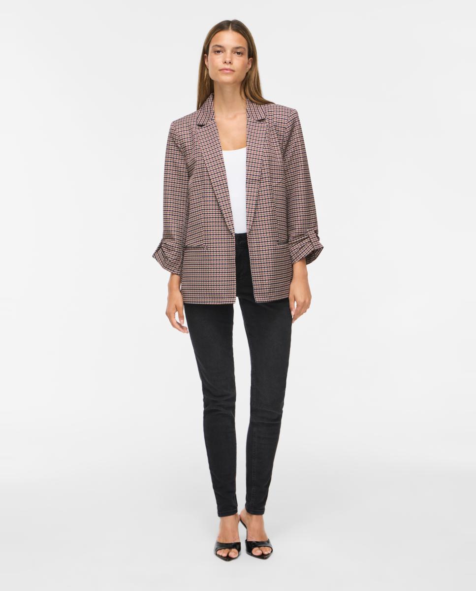 Blazer de Manga 3/4 com Aba Clássica Castanho-7