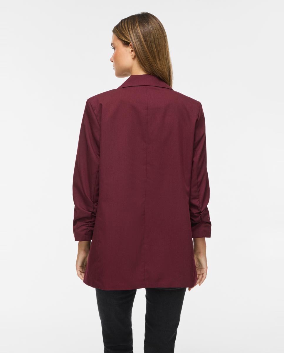 Blazer de Manga 3/4 com Aba Clássica Bordeaux-2