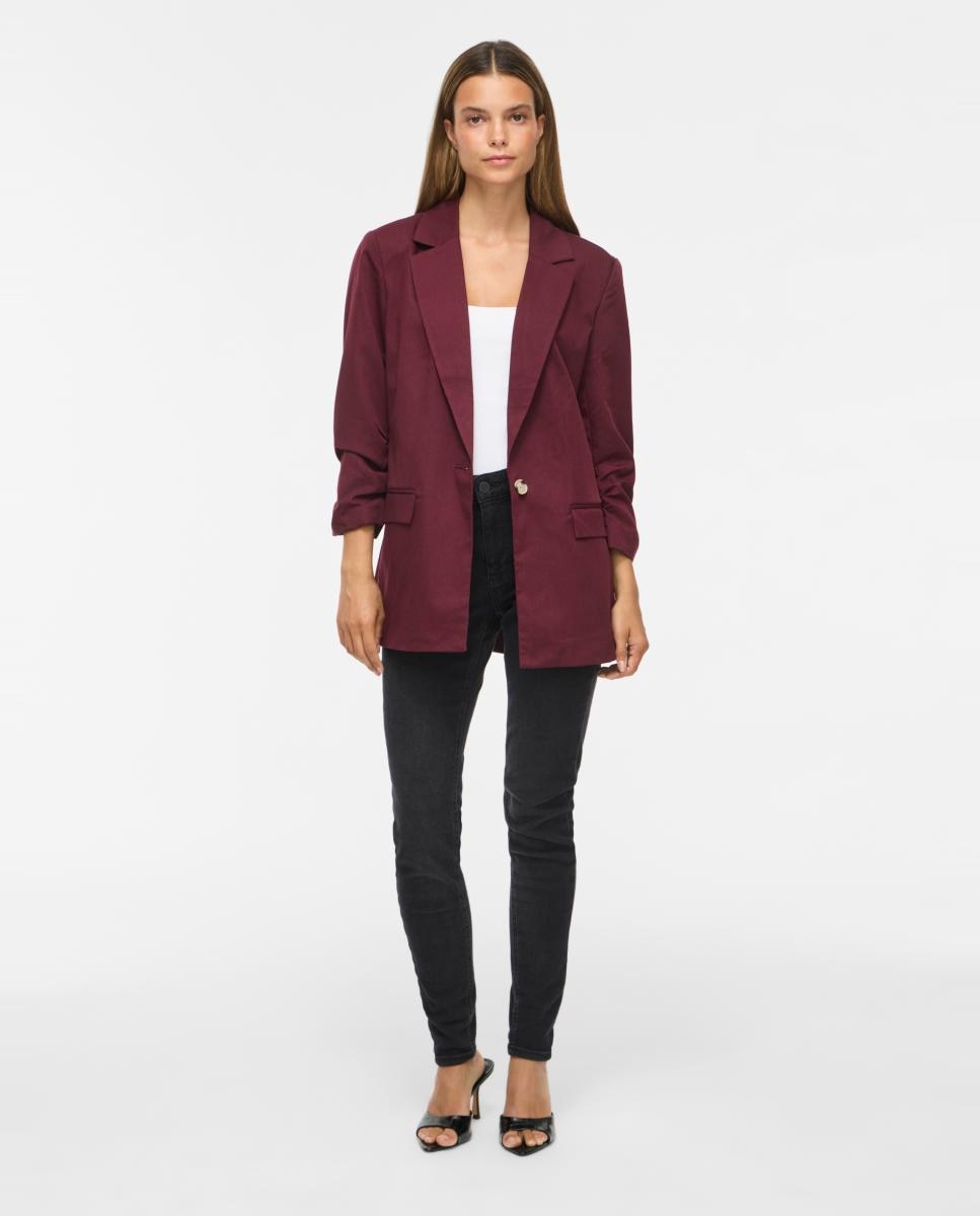 Blazer de Manga 3/4 com Aba Clássica Bordeaux-7