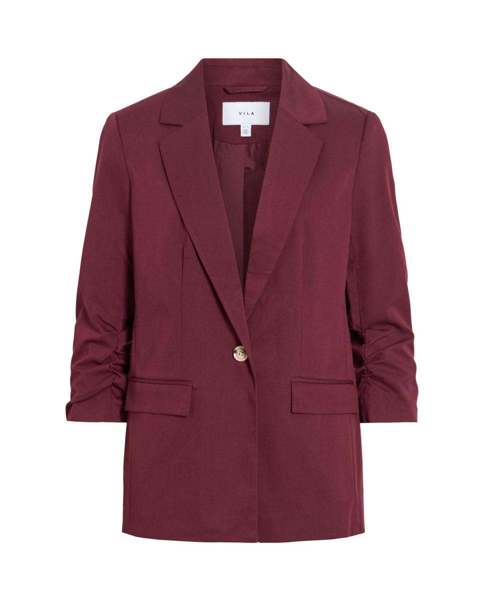 Blazer de Manga 3/4 com Aba Clássica Bordeaux-5