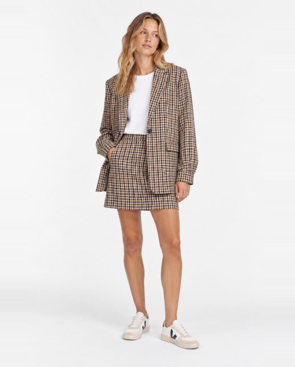 Imagem 0 de Blazer com Estampado aos Quadrados em Contraste