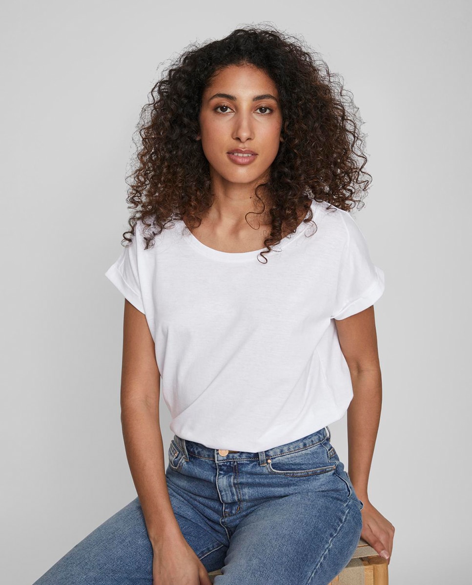 Vila - Camiseta de mujer manga corta cuello redondo.