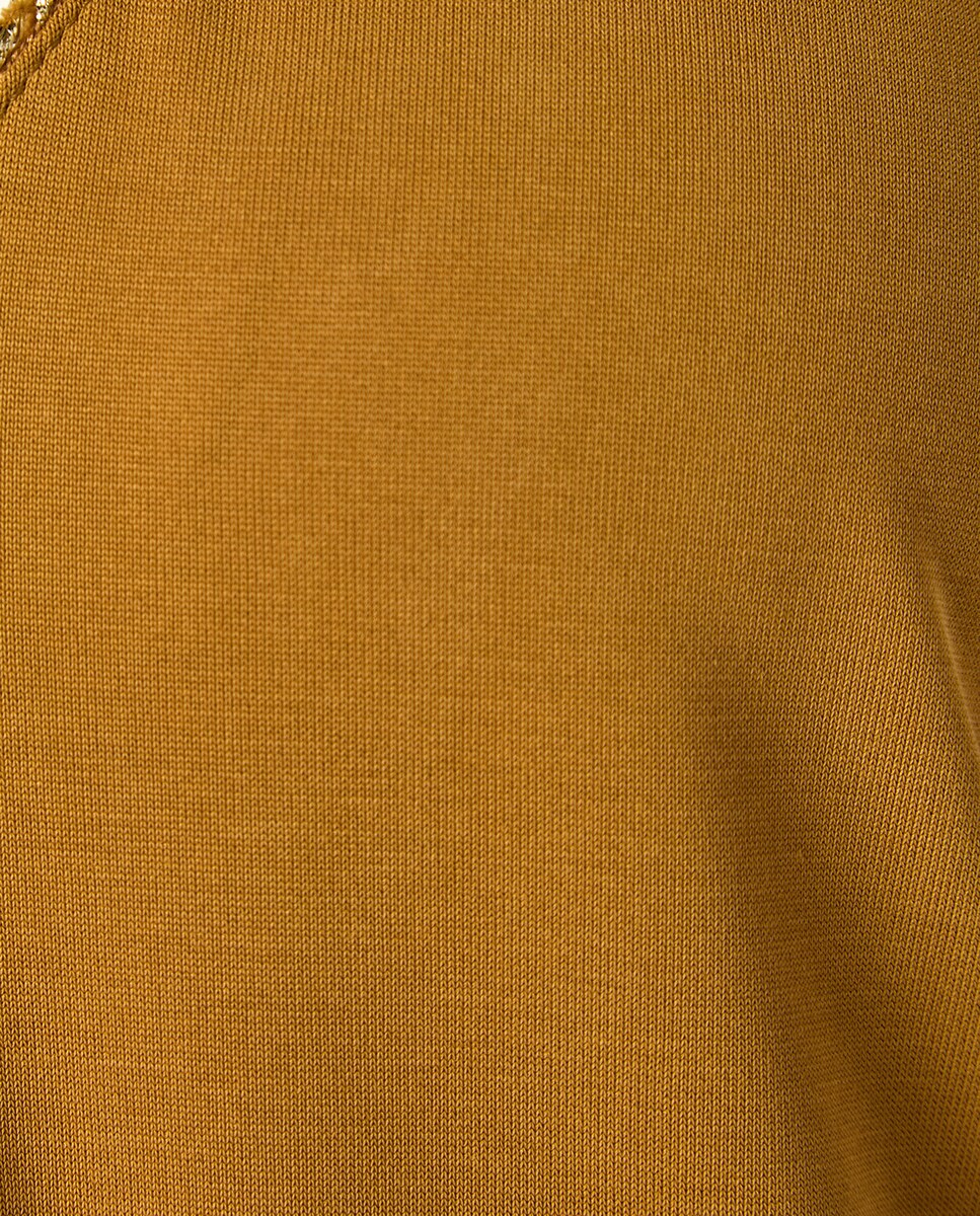 T-shirt sem Mangas com Decote em Bico Caramelo-5