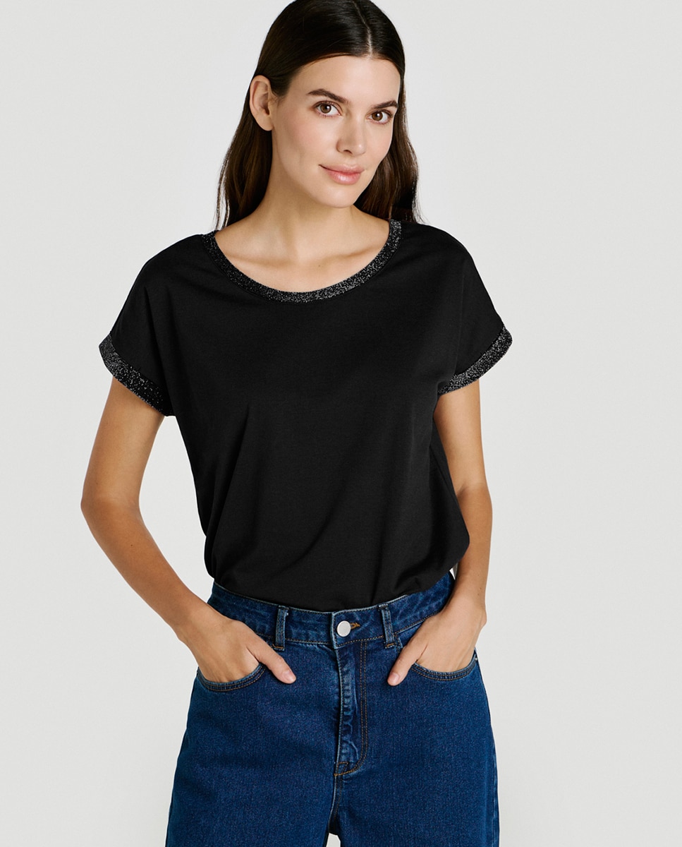 Vila - Camiseta de mujer manga corta con algodón orgánico.