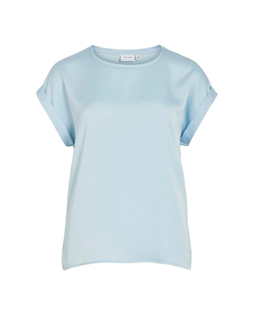 T-shirt de Manga Curta com Efeito Acetinado Azul-claro-5
