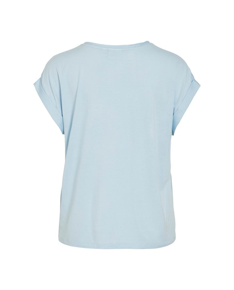 T-shirt de Manga Curta com Efeito Acetinado Azul-claro-6