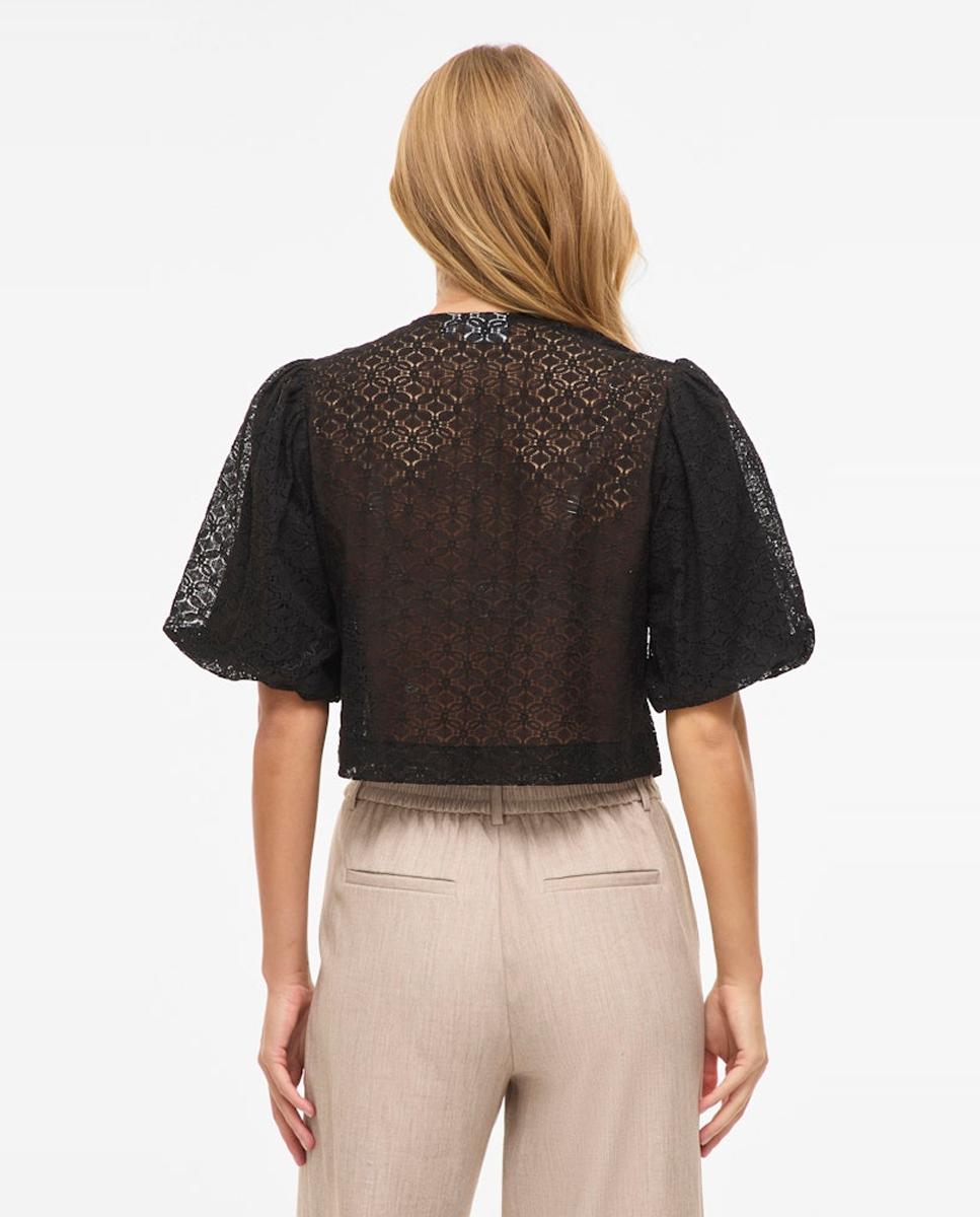Casaco Tipo Bolero de Renda Preto-2