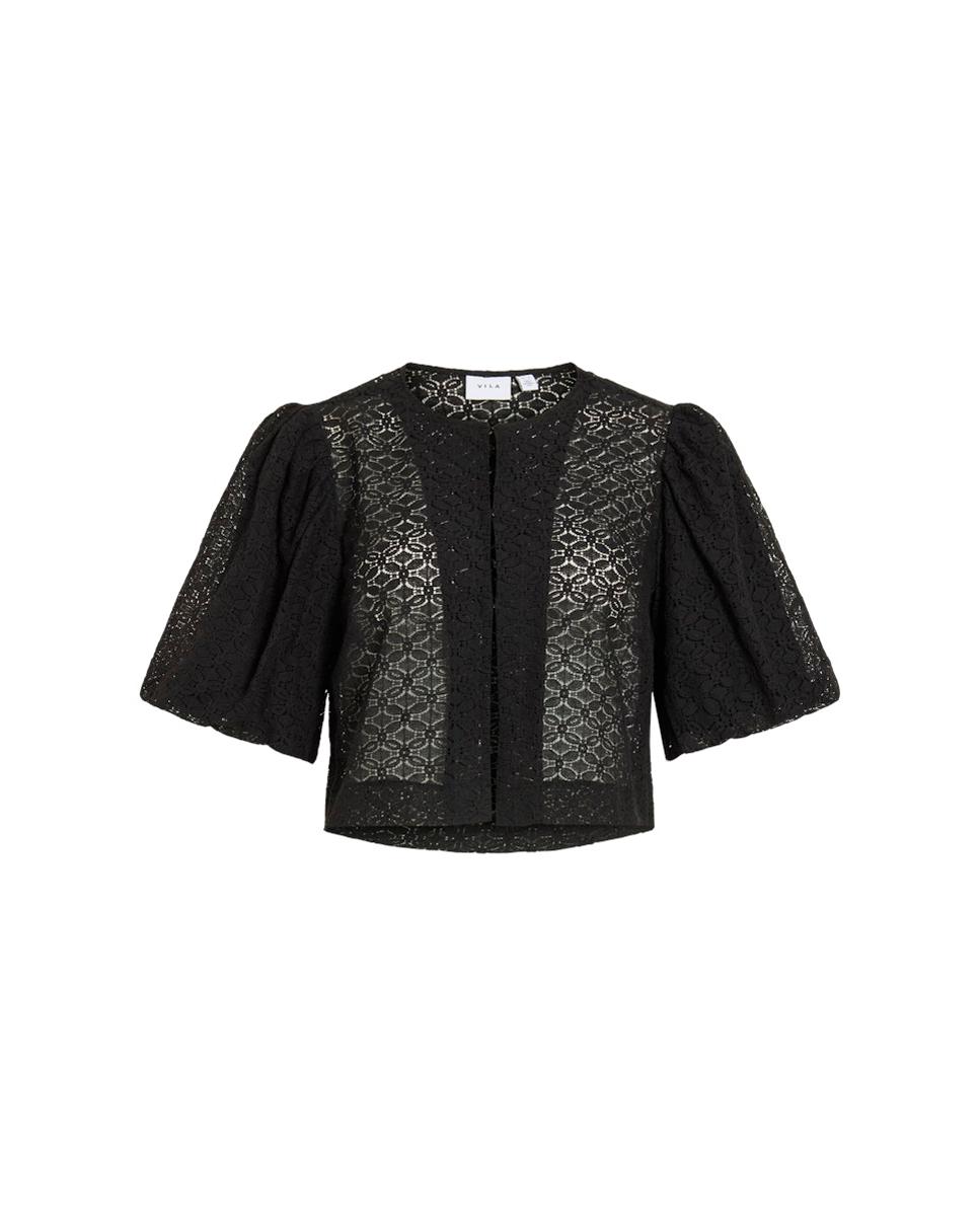 Casaco Tipo Bolero de Renda Preto-4