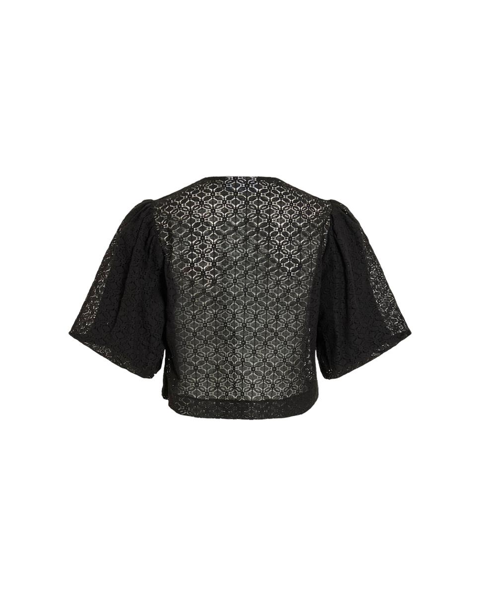Casaco Tipo Bolero de Renda Preto-5