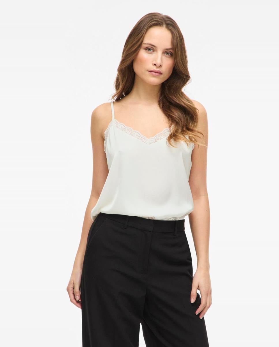 Top de mujer detalle encaje - Vila - Blanco Blanco-1