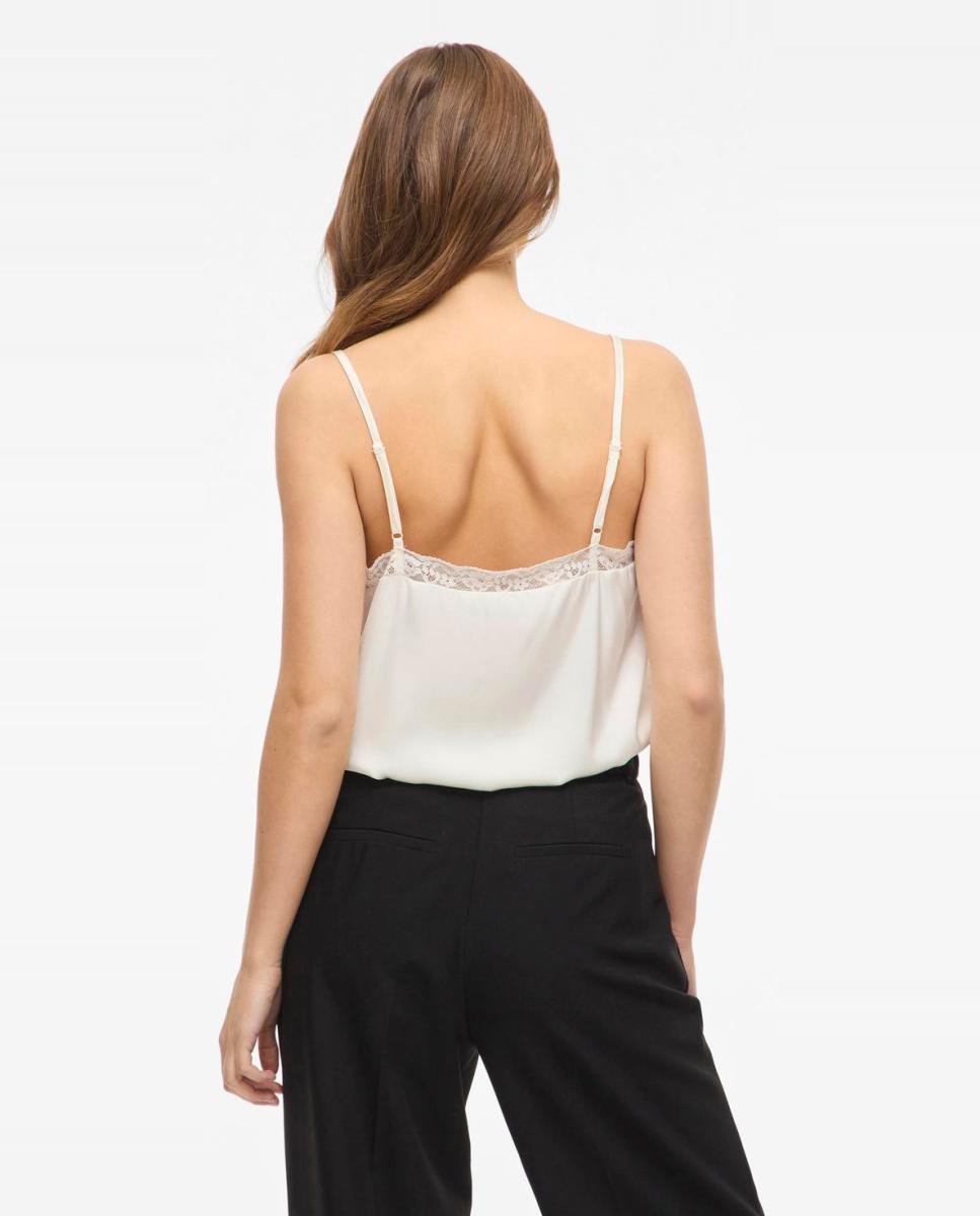Top de mujer detalle encaje - Vila - Blanco Blanco-2