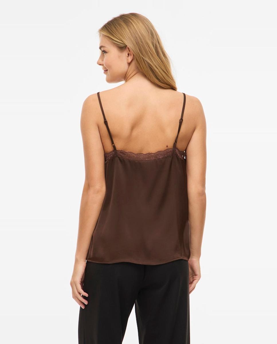 Top de mujer detalle encaje - Vila - Marrón oscuro Marrón oscuro-2