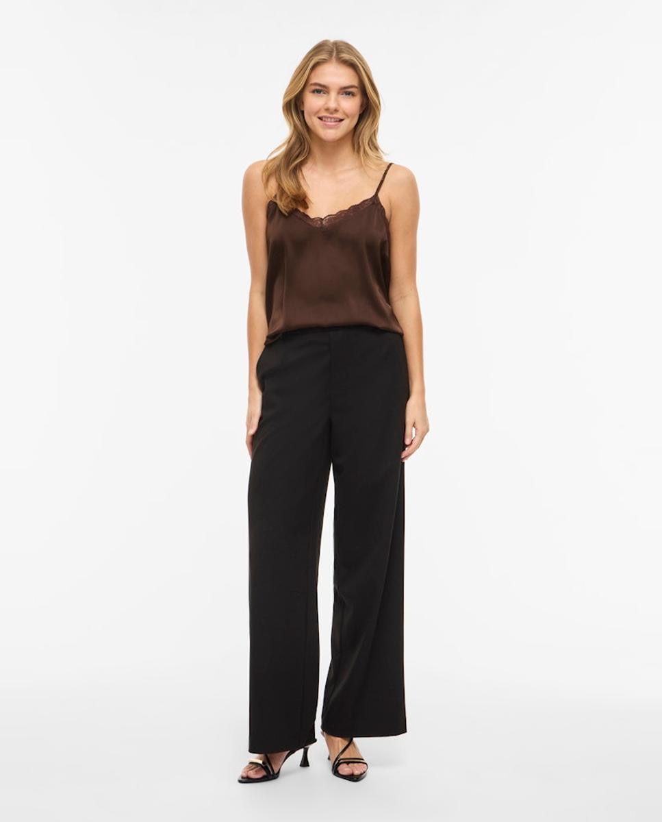 Top de mujer detalle encaje - Vila - Marrón oscuro Marrón oscuro-6