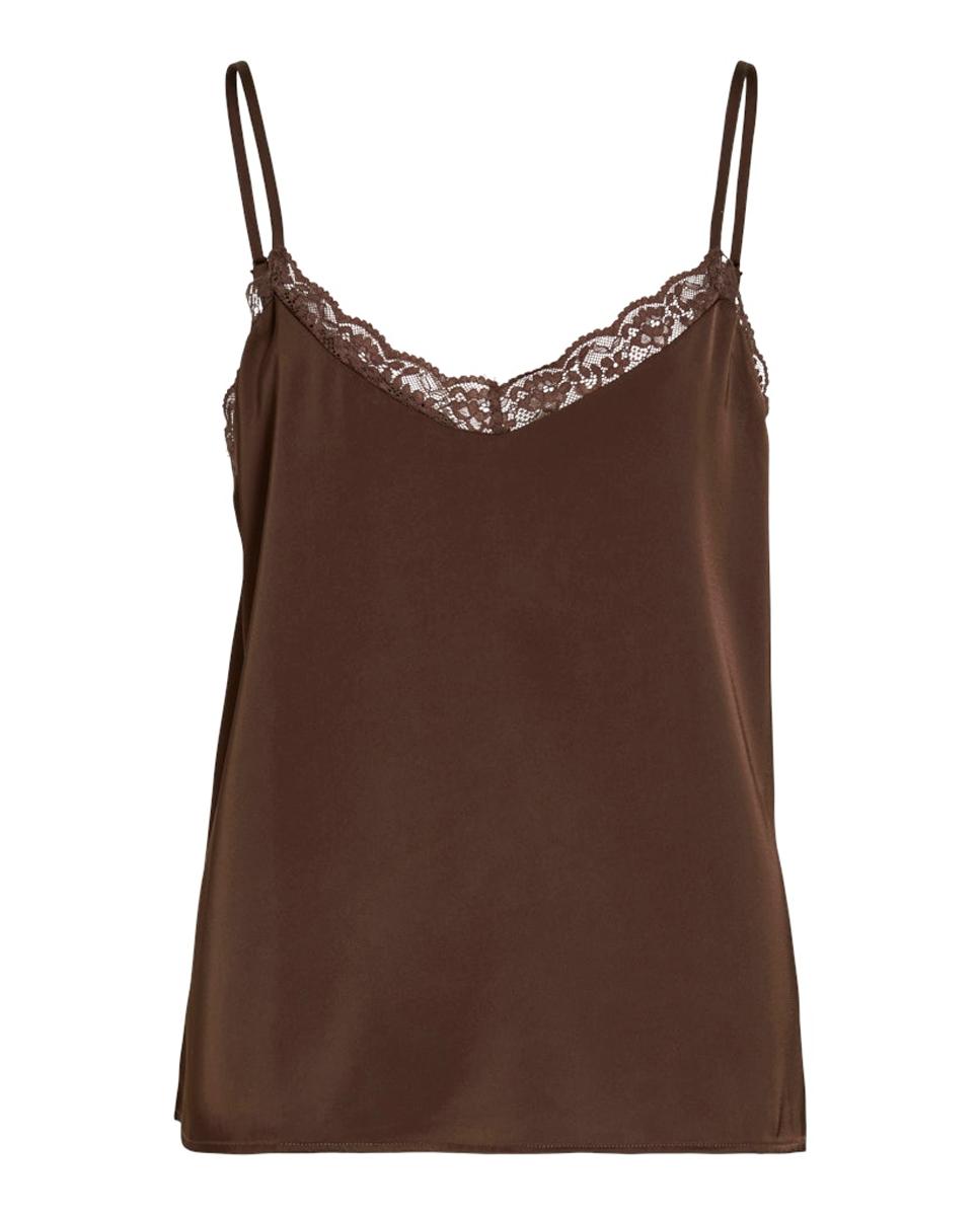 Top de mujer detalle encaje - Vila - Marrón oscuro Marrón oscuro-4